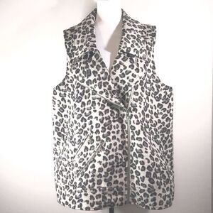 Jolt Black Gray Leopard Cheetah Animal Print Soft Zippered Moto Vest Size 2X